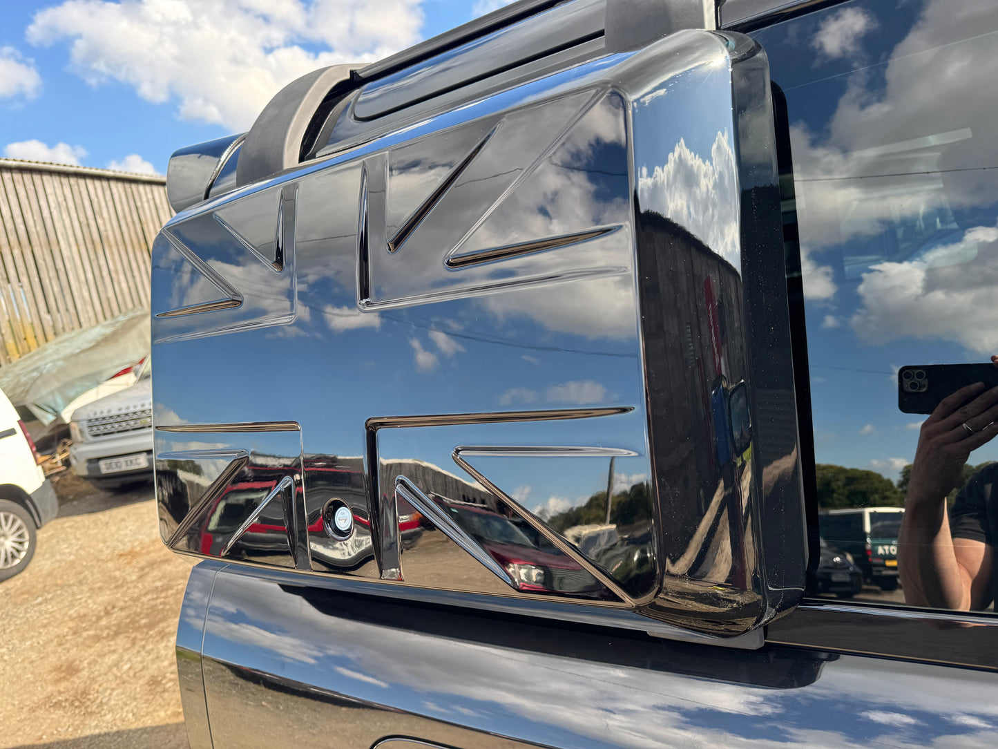 Fits Land Rover Defender 2020+ Side Luggage Box Union Jack Black