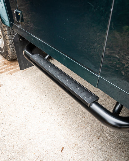 Defender 90 Stainless Steel Side Steps - Satin Black