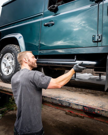 Defender 90 Stainless Steel Side Steps - Satin Black