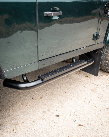 Defender 90 Stainless Steel Side Steps - Satin Black