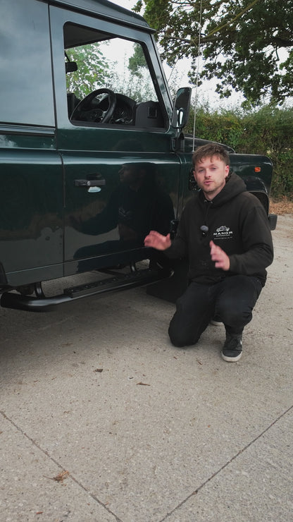 Defender 90 Stainless Steel Side Steps - Satin Black